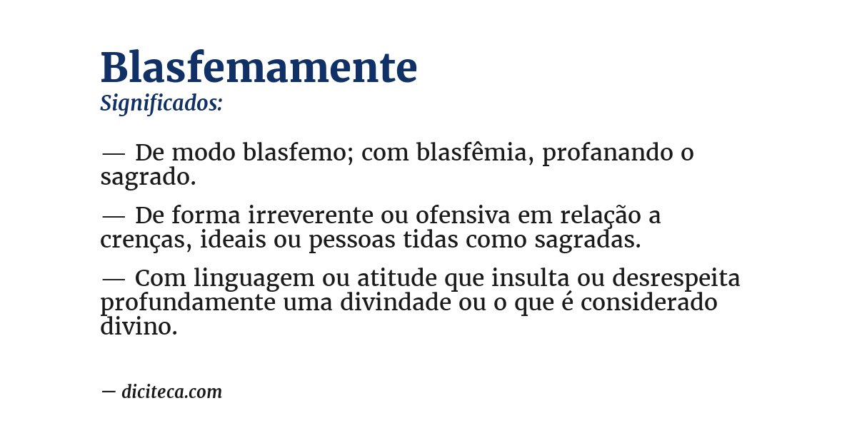Significado de blasfemamente