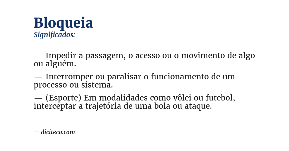 Significado de bloqueia