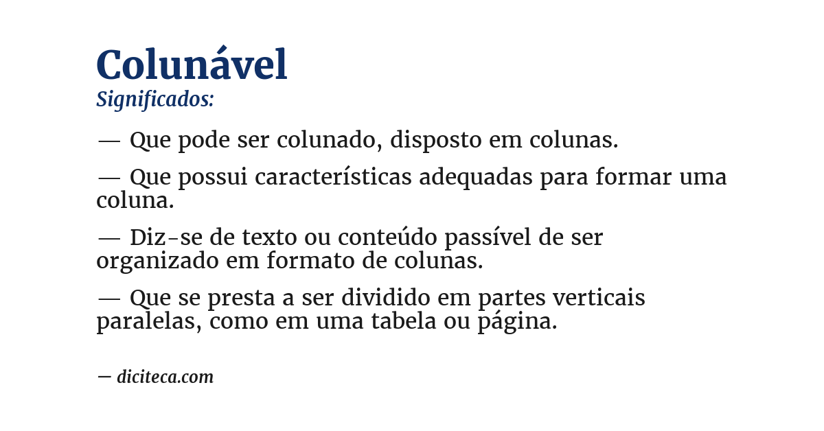 Significado de colunável
