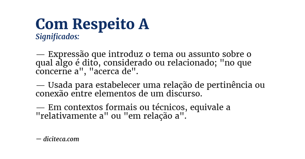 Significado de com respeito a