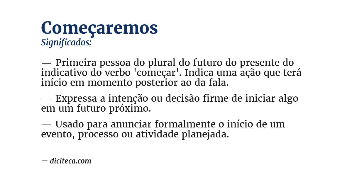 Significado de começaremos