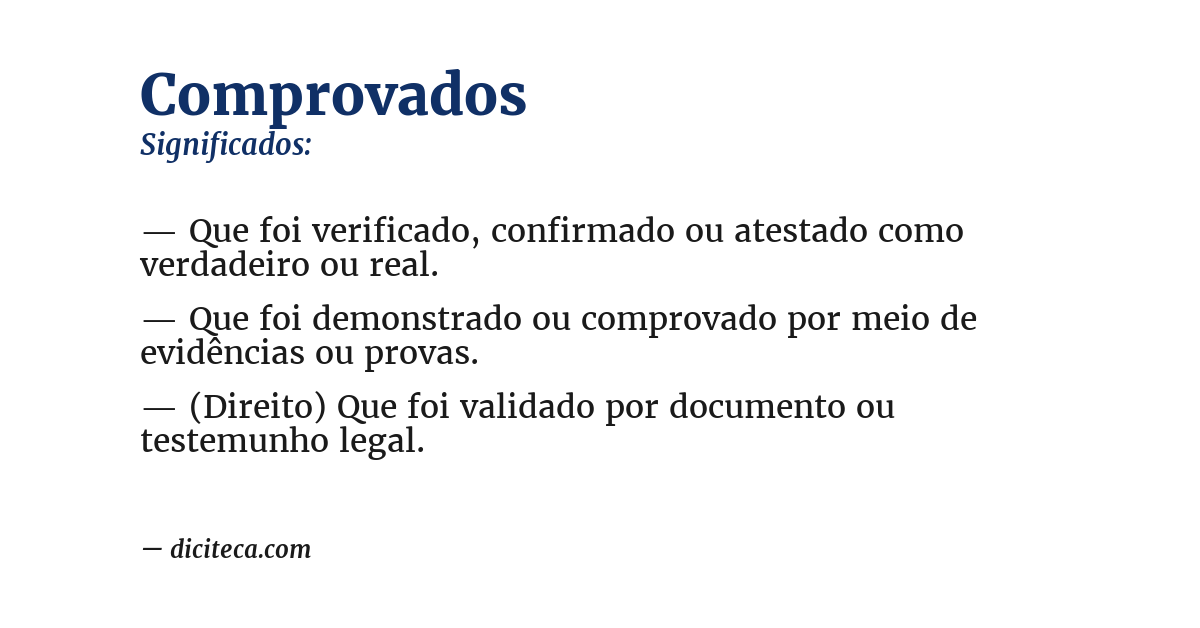 Significado de comprovados