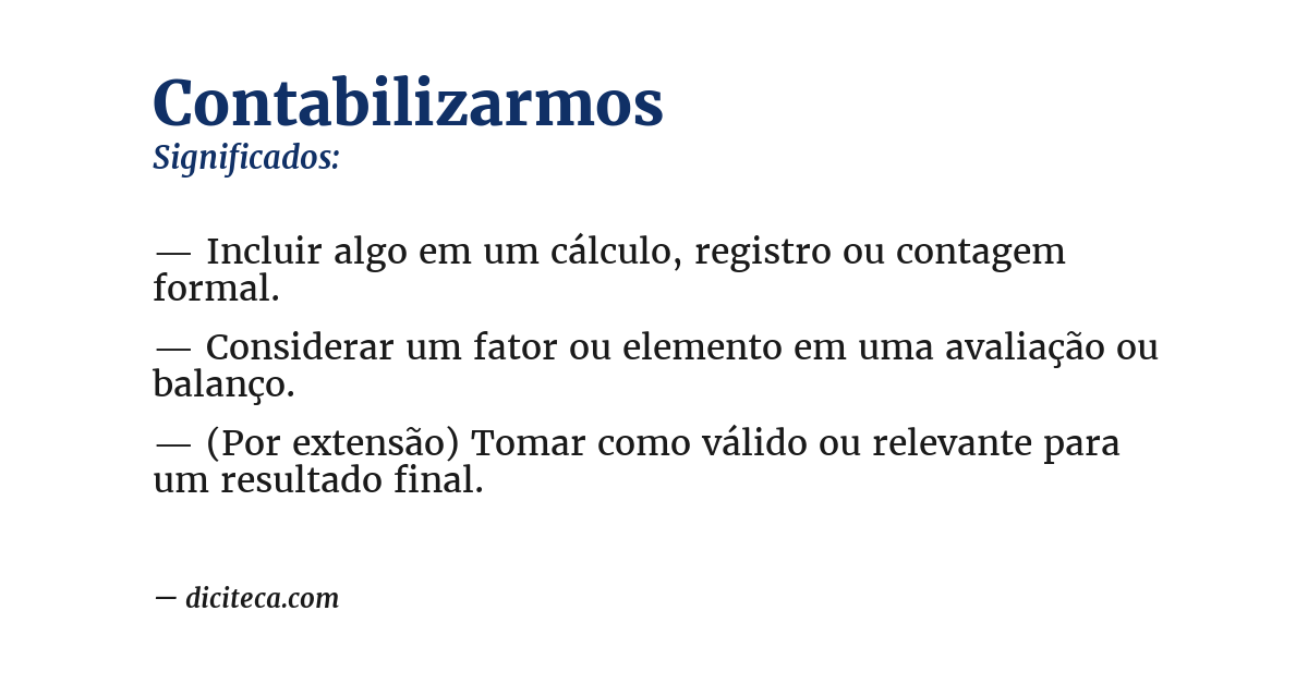 Significado de contabilizarmos