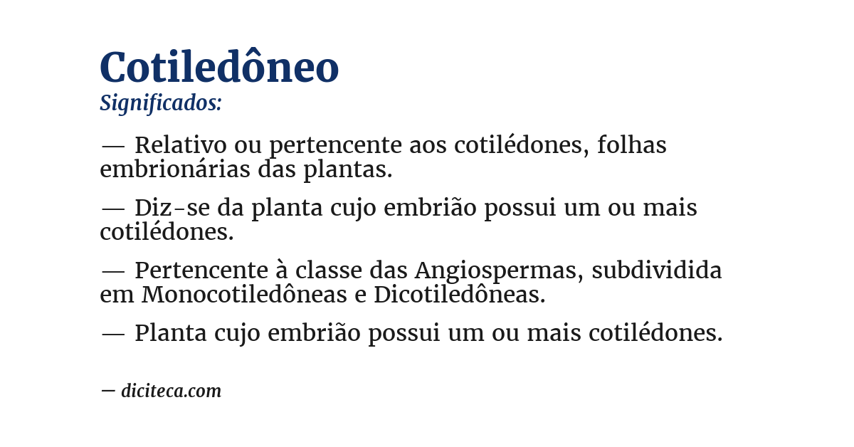 Significado de cotiledôneo