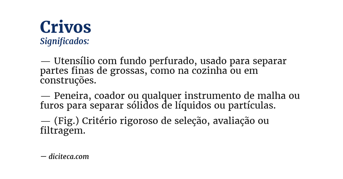 Significado de crivos