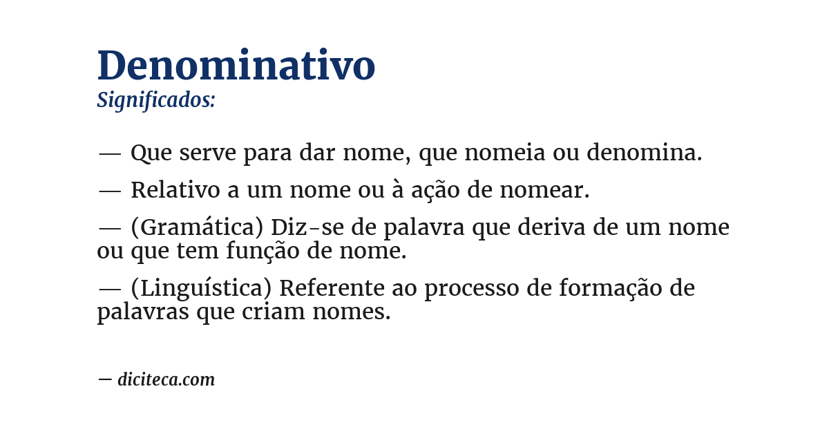Significado de denominativo