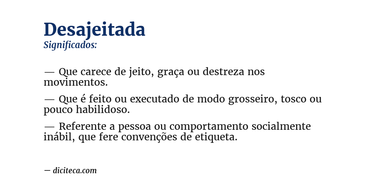 Significado de desajeitada