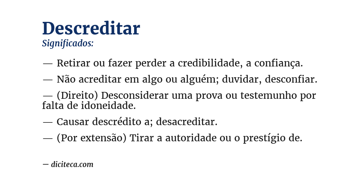 Significado de descreditar