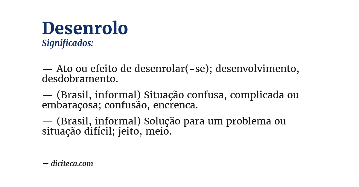 Significado de desenrolo