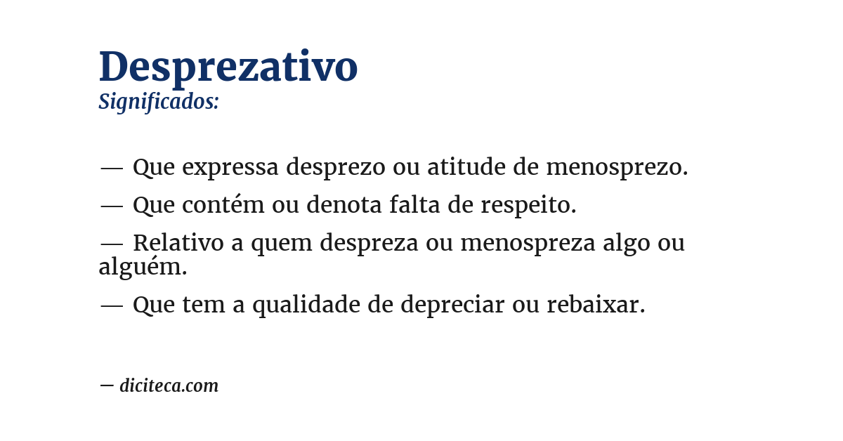 Significado de desprezativo
