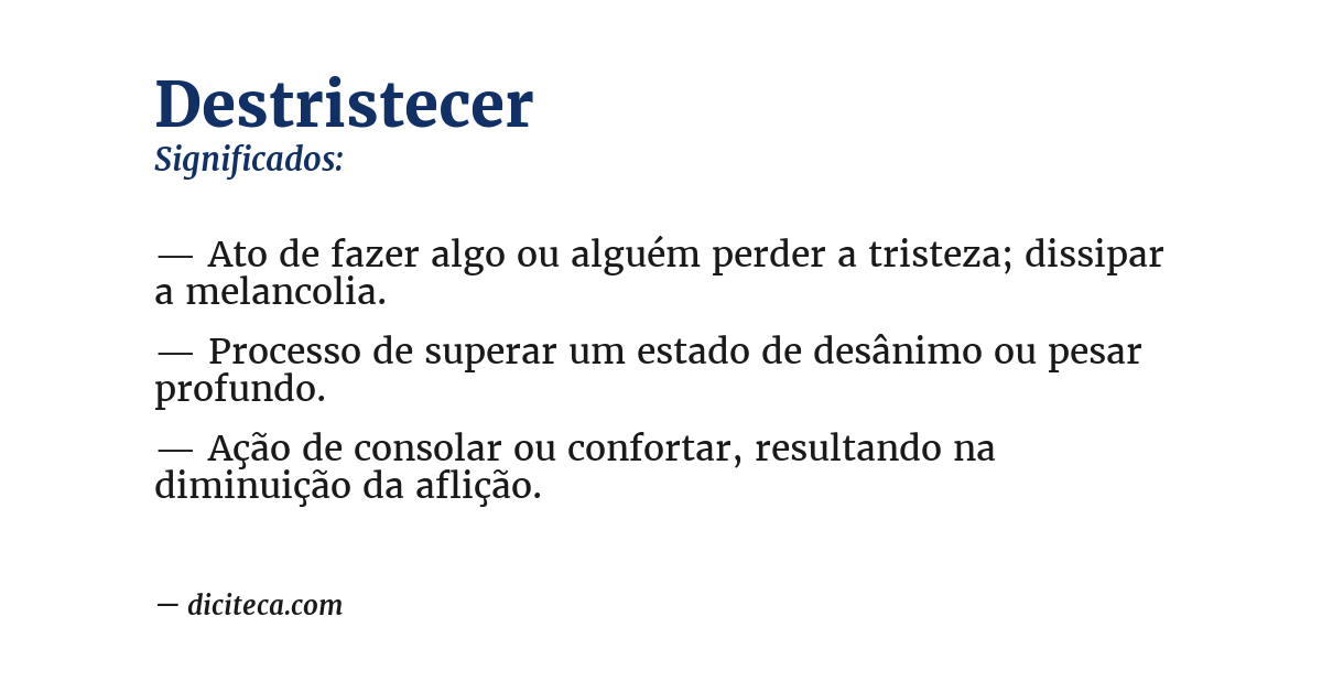 Significado de destristecer