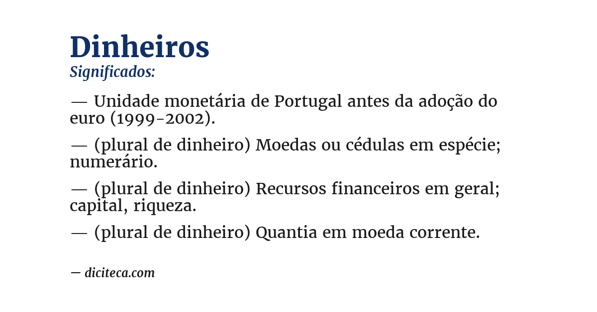 Significado de dinheiros