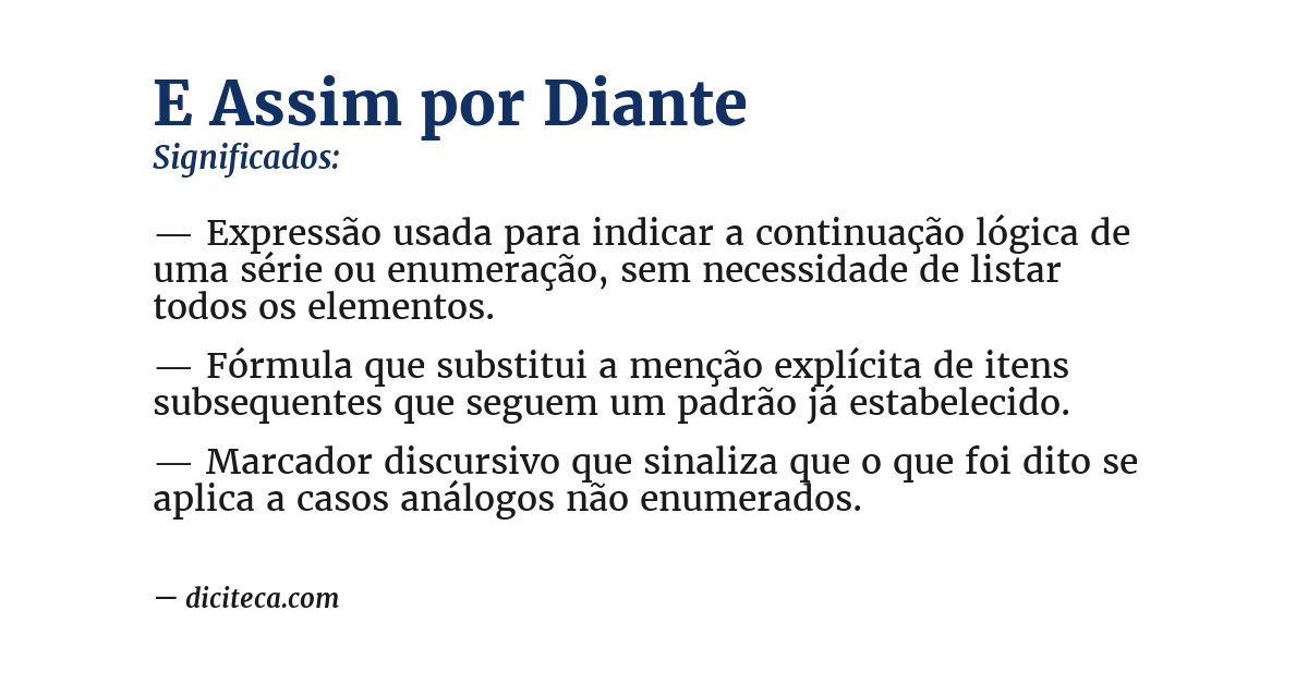 Significado de e assim por diante