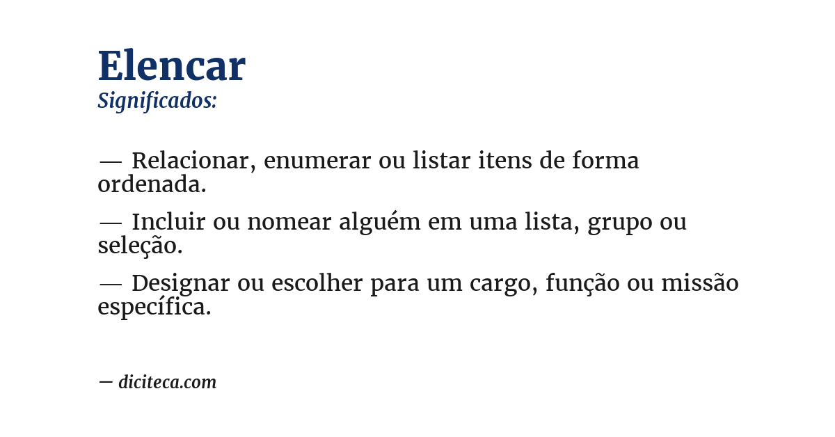 Significado de elencar