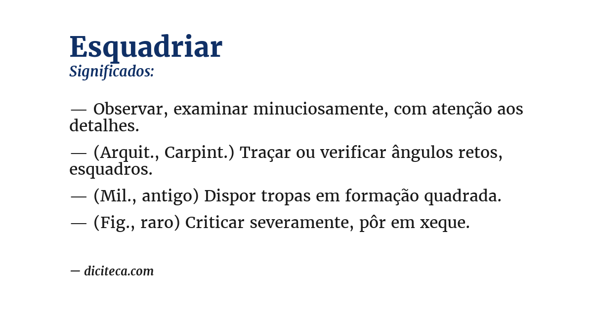 Significado de esquadriar