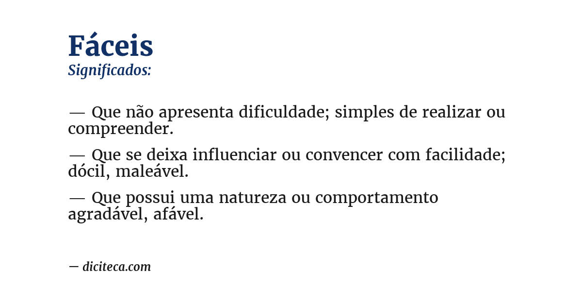 Significado de fáceis