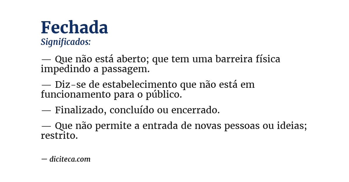 Significado de fechada