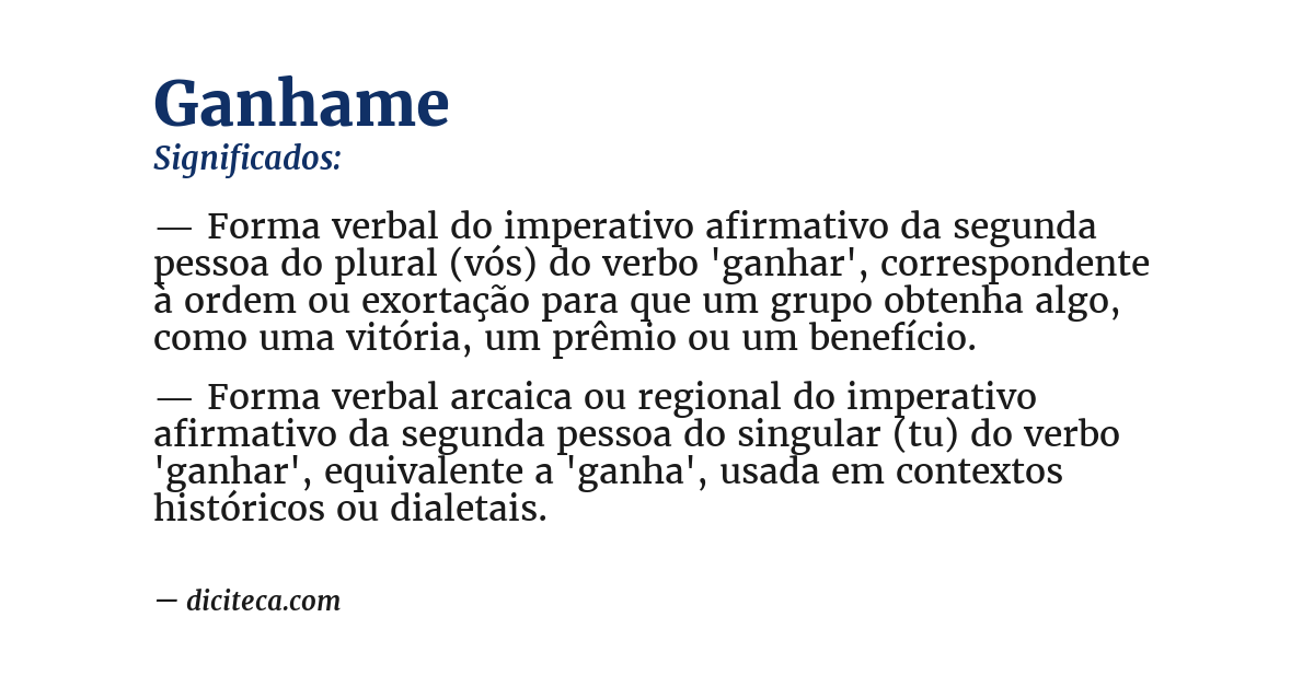 Significado de ganhame