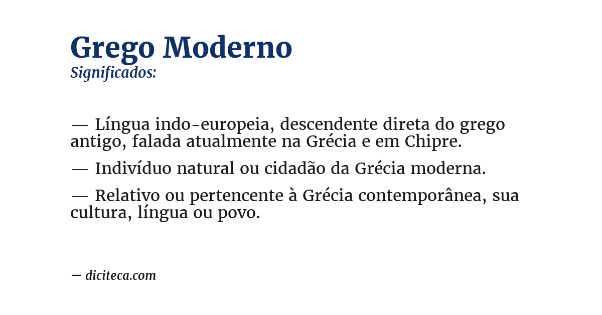 Significado de grego moderno