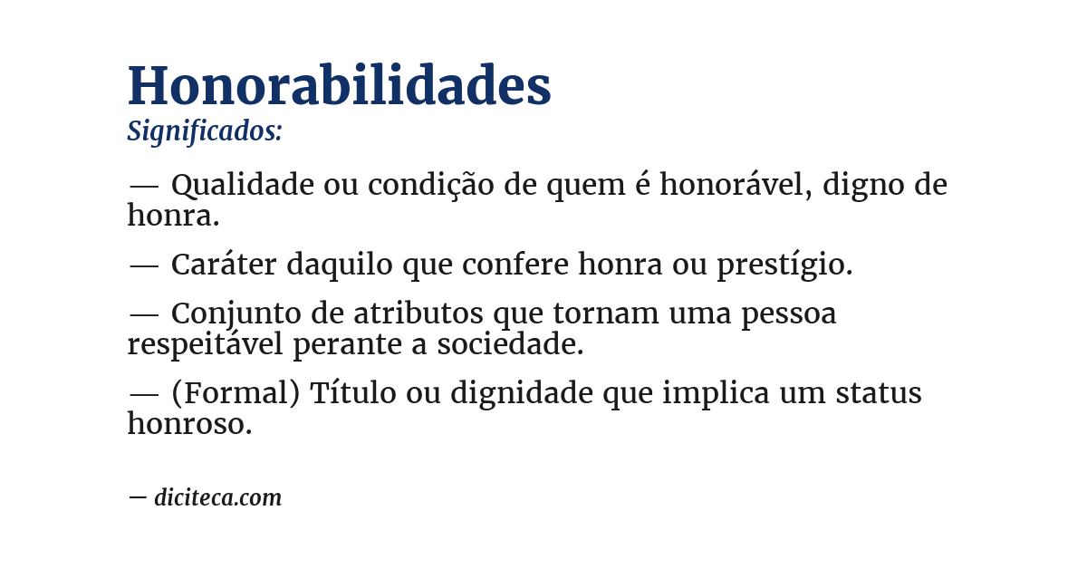 Significado de honorabilidades