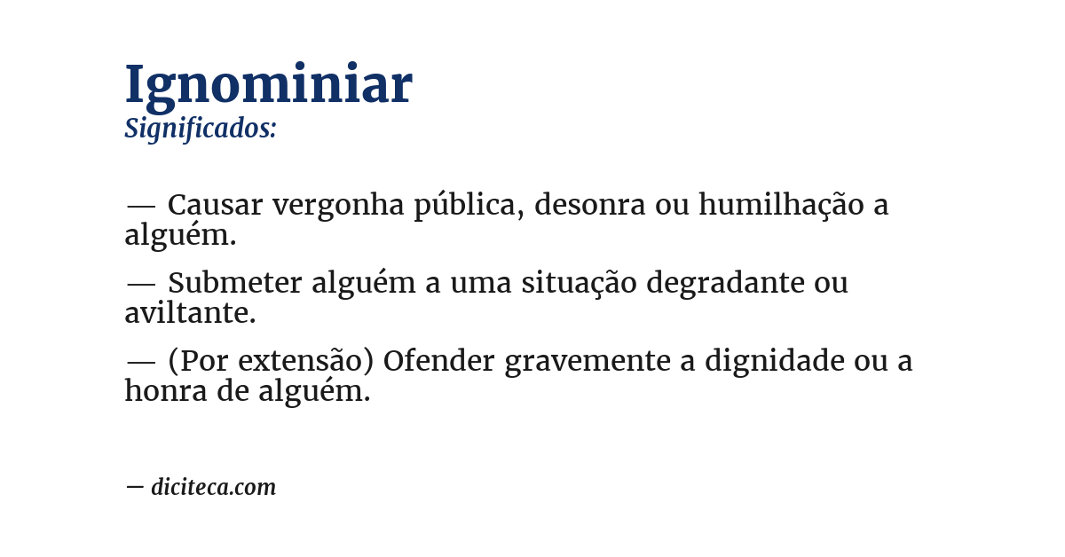 Significado de ignominiar