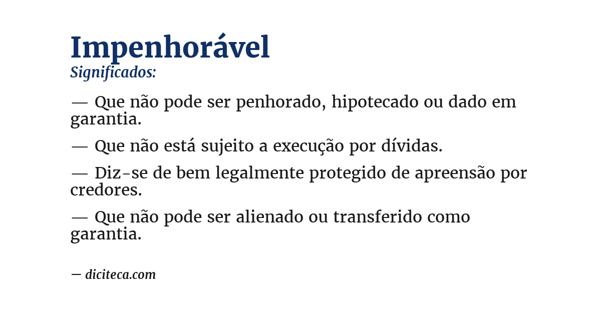 Significado de impenhorável