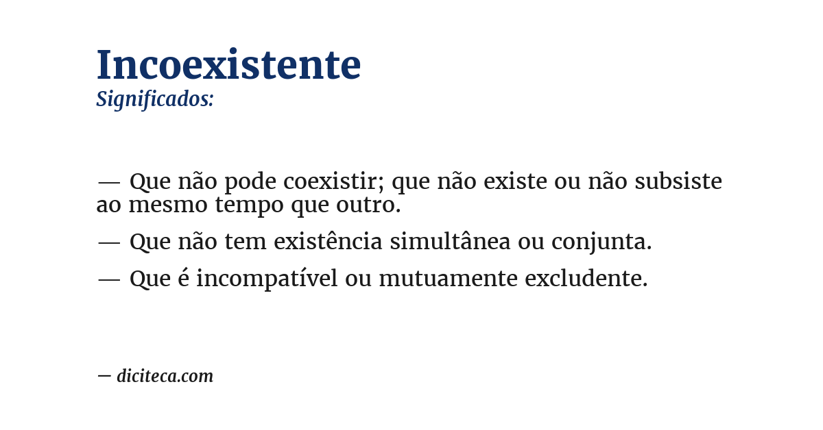 Significado de incoexistente