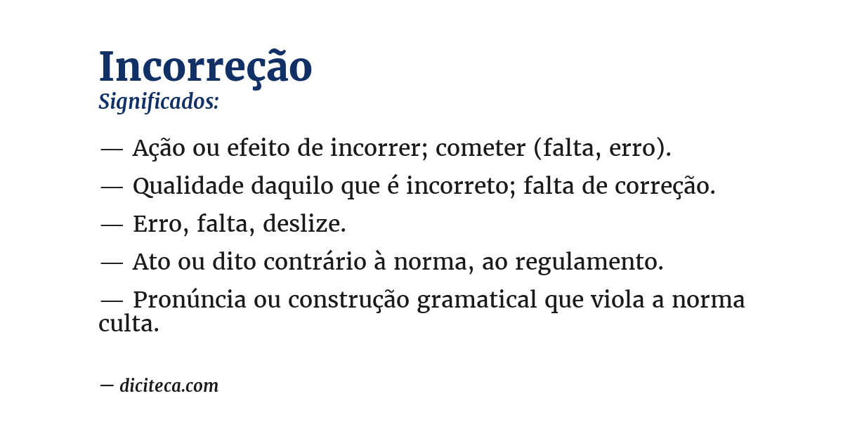 Significado de incorreção