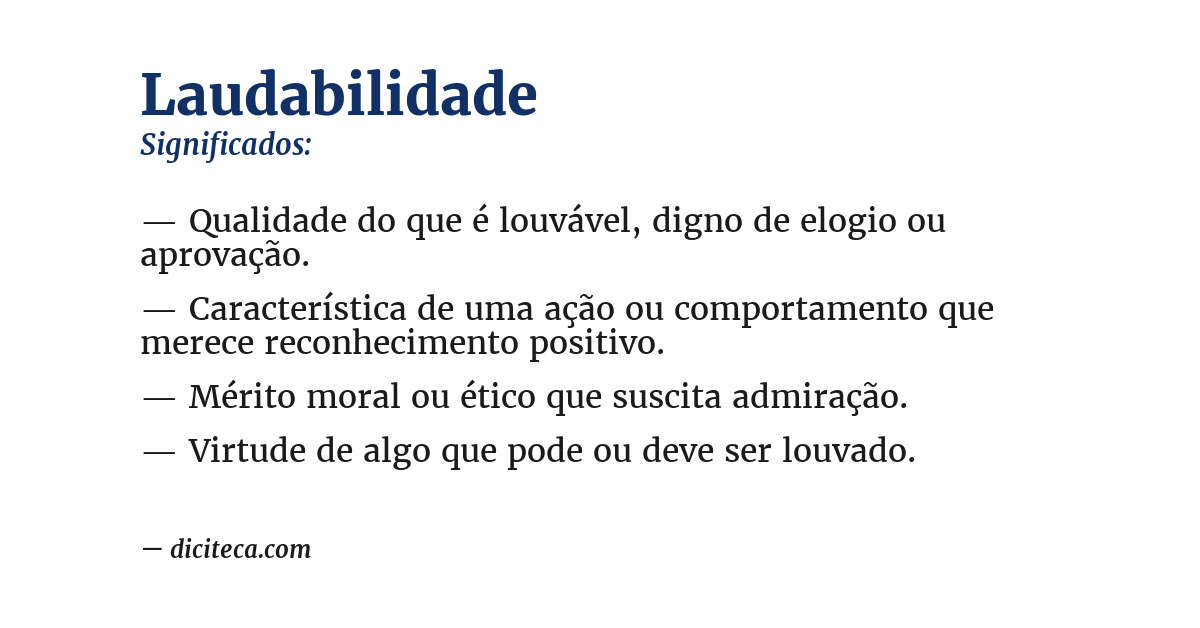 Significado de laudabilidade