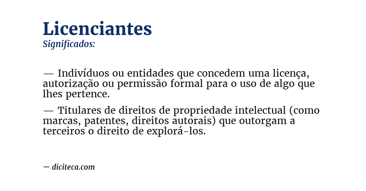 Significado de licenciantes