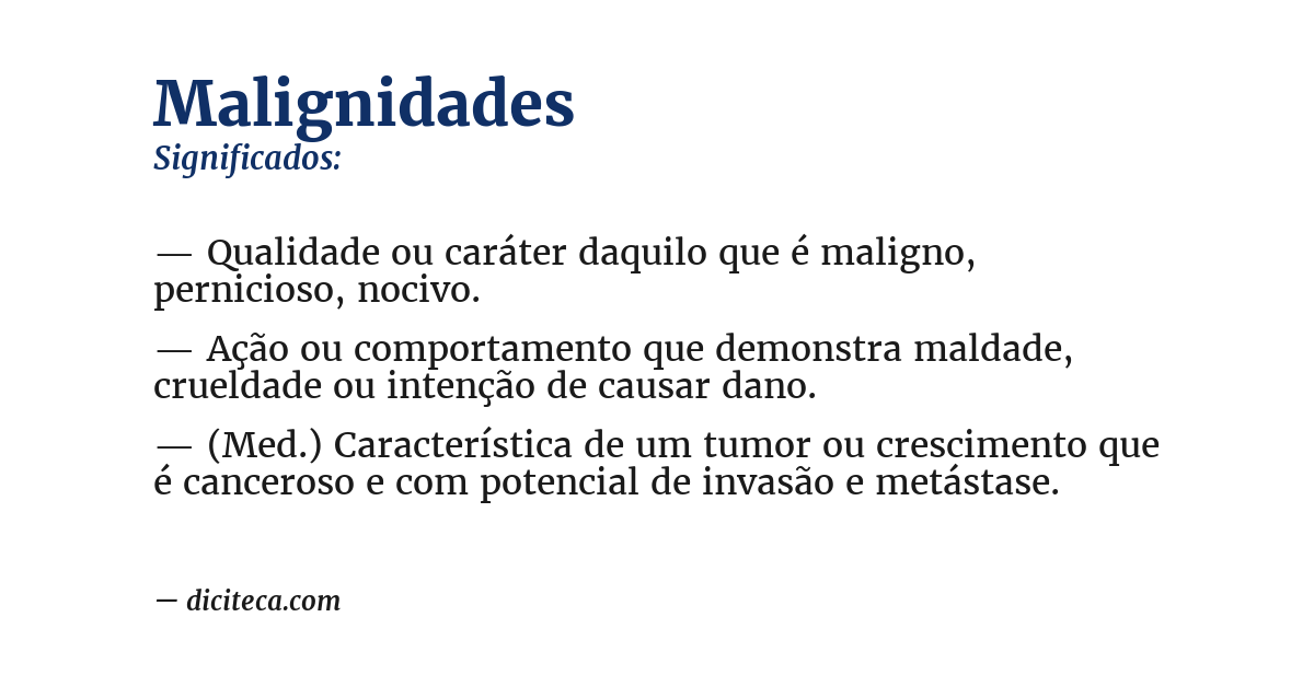 Significado de malignidades
