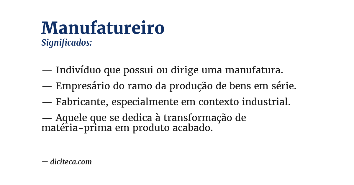Significado de manufatureiro