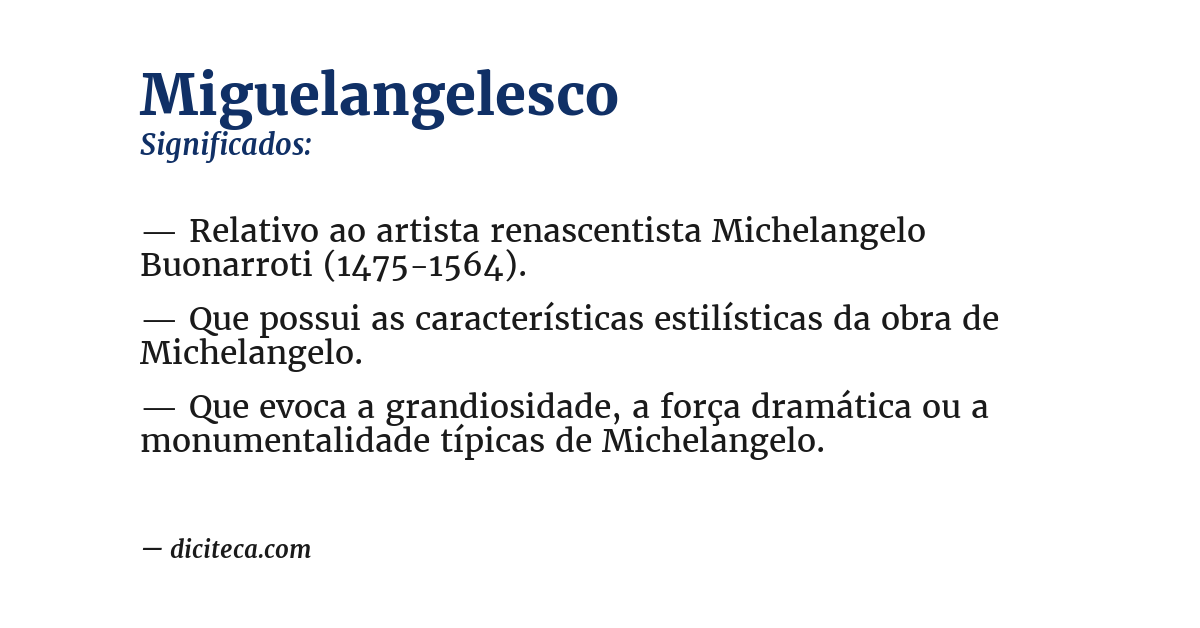 Significado de miguelangelesco