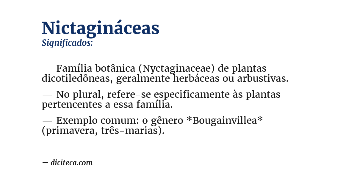 Significado de nictagináceas
