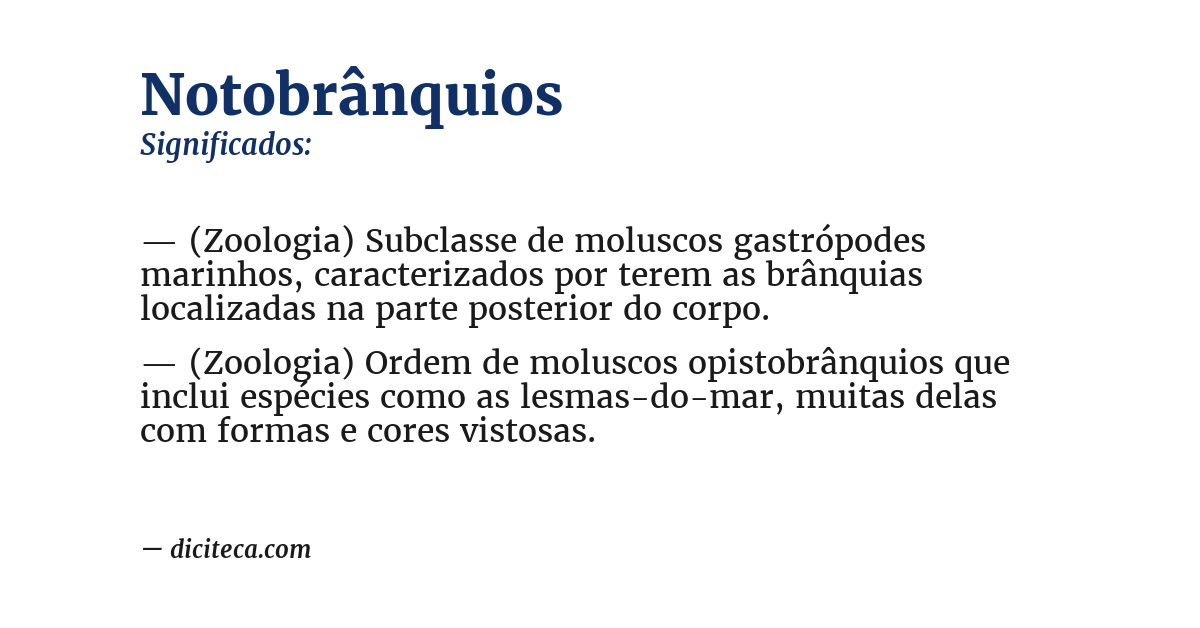 Significado de notobrânquios
