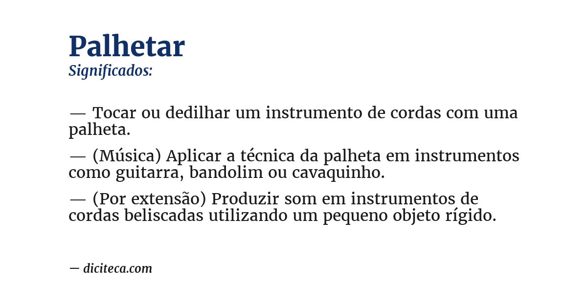 Significado de palhetar