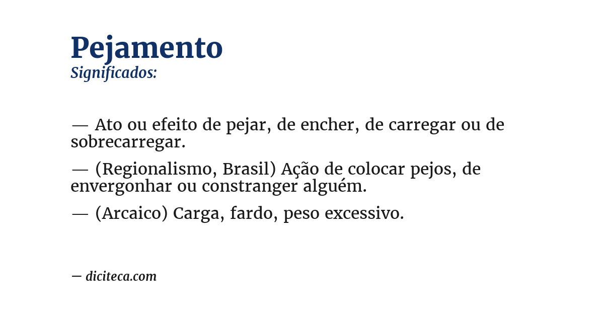 Significado de pejamento