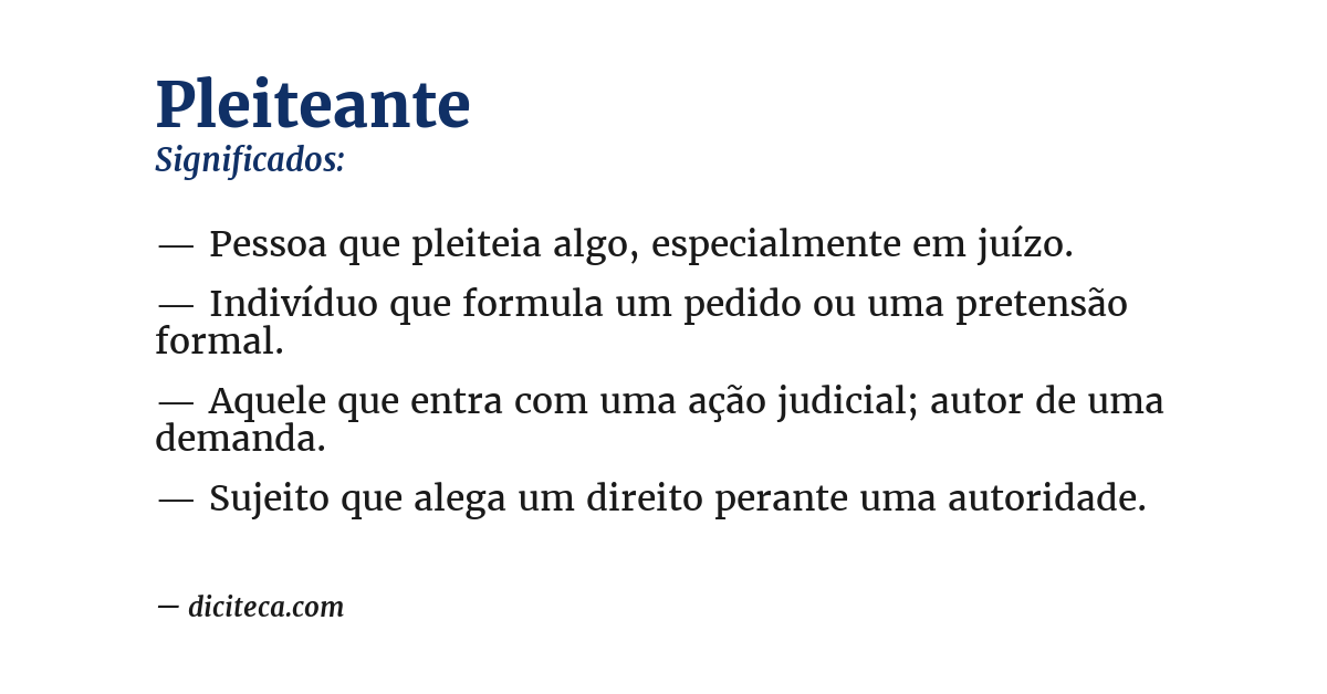Significado de pleiteante