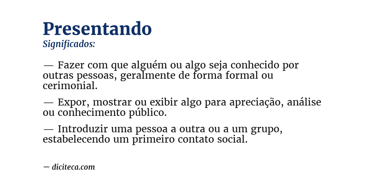 Significado de presentando