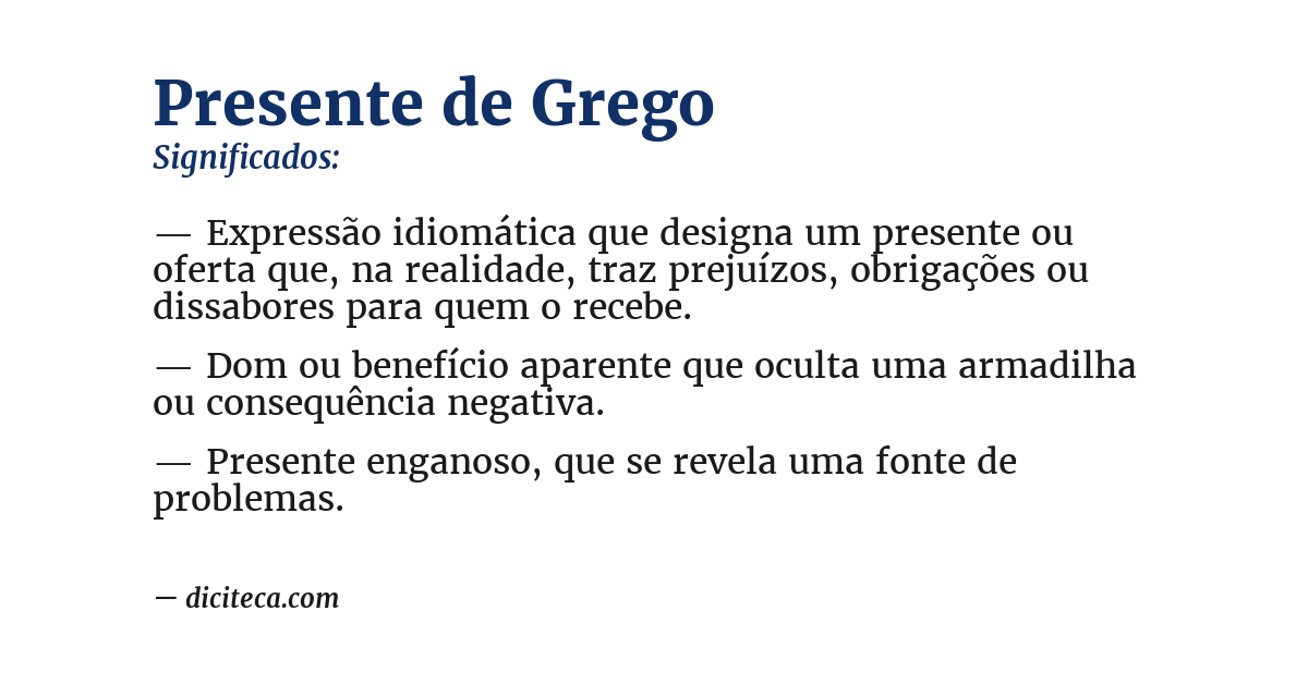 Significado de presente de grego