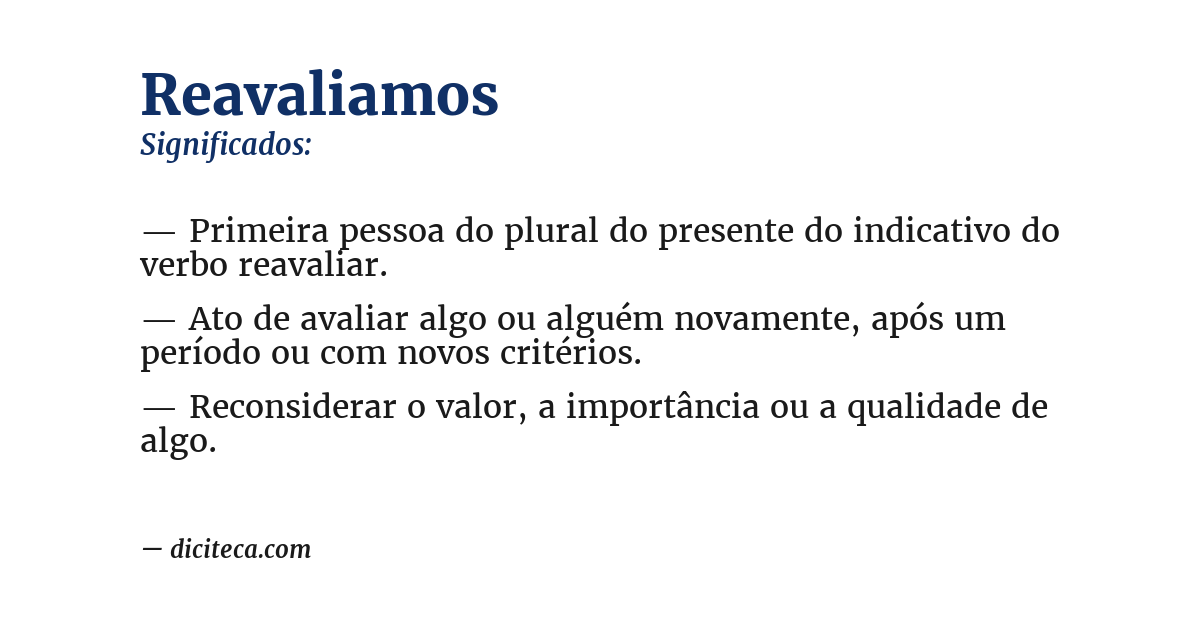 Significado de reavaliamos