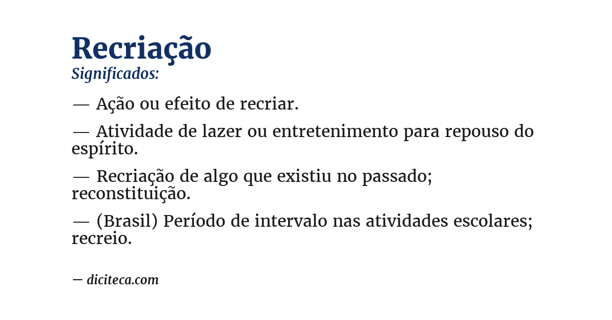Significado de recriação