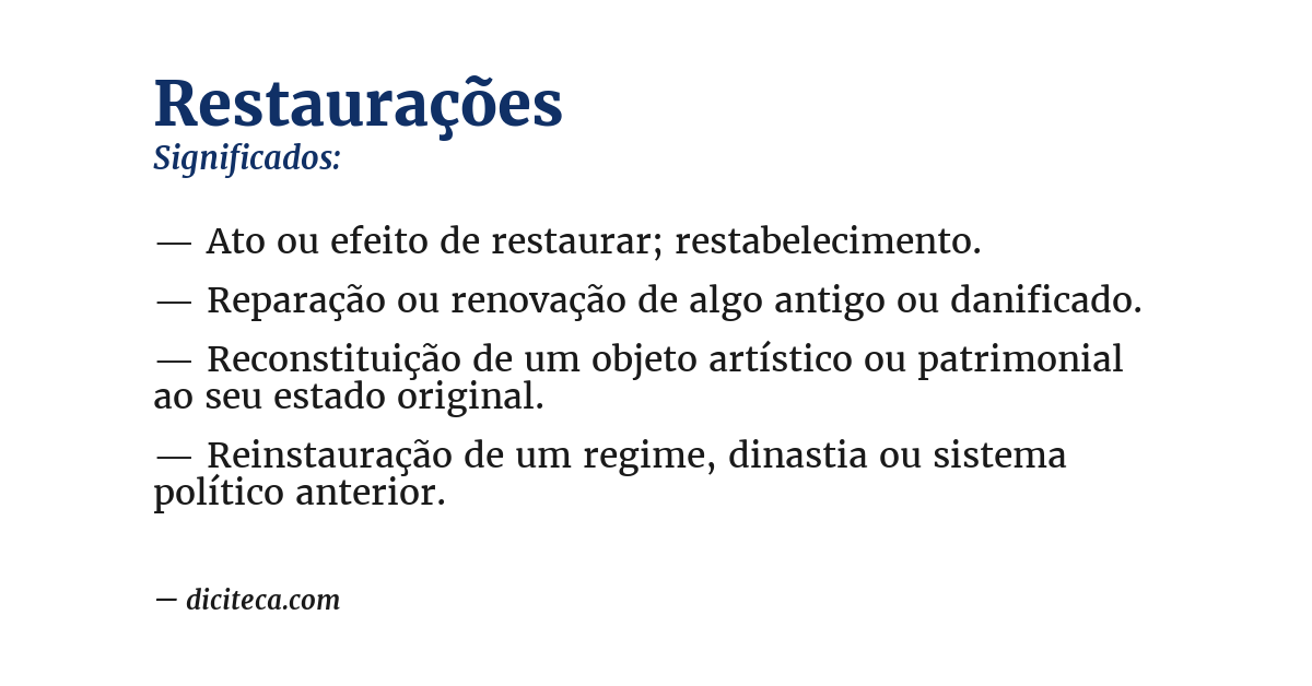 Significado de restaurações
