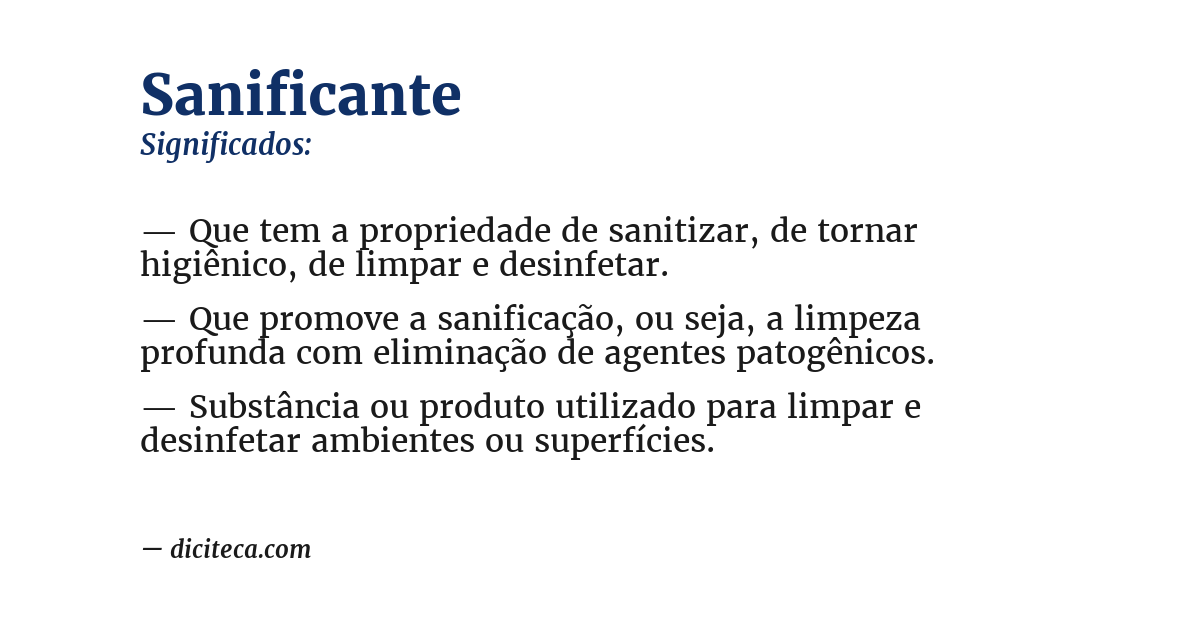 Significado de sanificante