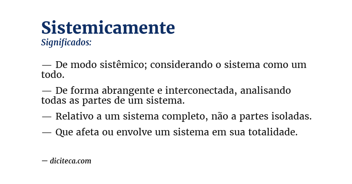 Significado de sistemicamente