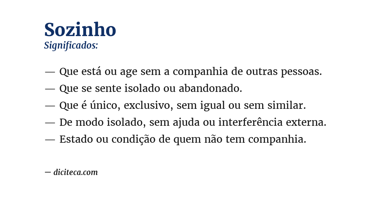 Significado de sozinho