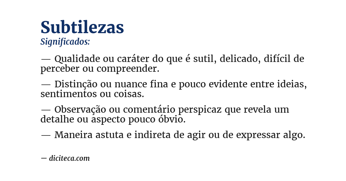 Significado de subtilezas