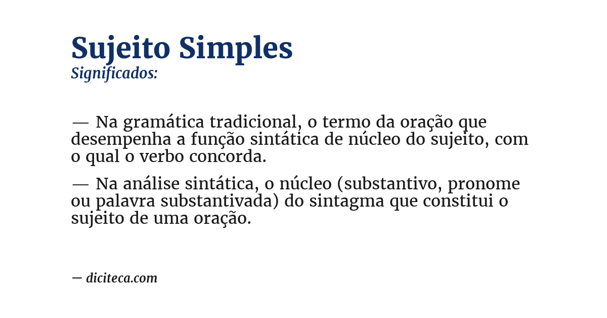 Significado de sujeito simples