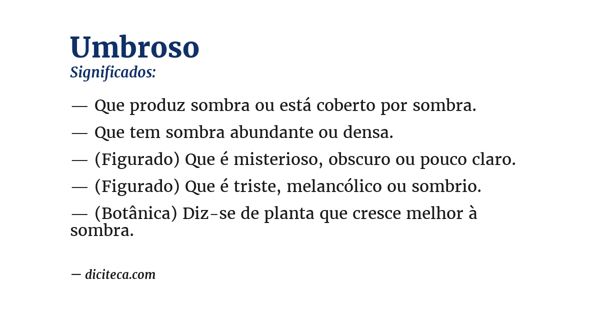 Significado de umbroso
