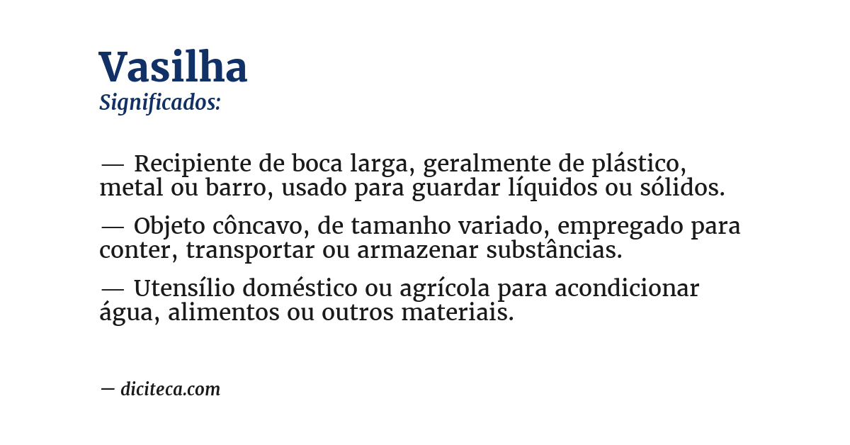 Significado de vasilha